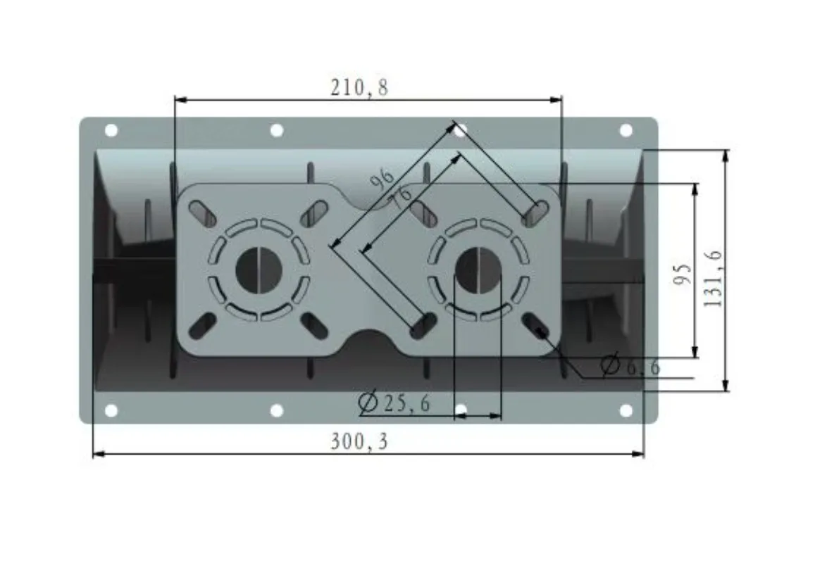 MW Audio Dual Throat 1,4"/1" Line Array Wellenleiterhorn 12" 315x166x224mm Schraubbefestigung aus Fiberglas für den Austausch von Pro-Sound-Ausrüstung – Detail 3