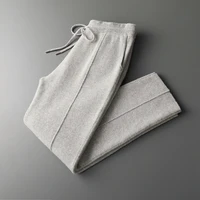 Autumn Winter 100% merino Wool Men's Wool Pants Thickened Knitted Long Pants Slim Fitting Solid Color Warm Flat Corner Pants 1