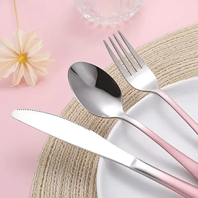 Set di utensili da viaggio – Posate portatili riutilizzabili con custodia per il trasporto per pranzo, campeggio, scuola e picnic 3