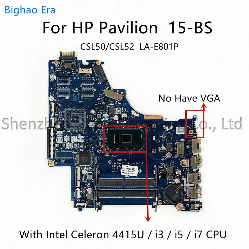 para hp Pavilion 15-bs Motherboard Laptop com Processador Intel i3 i5 i7 Cpu Ddr4 Csl50 Csl52 La-e801p Sps:924751001 924749601 924752-601