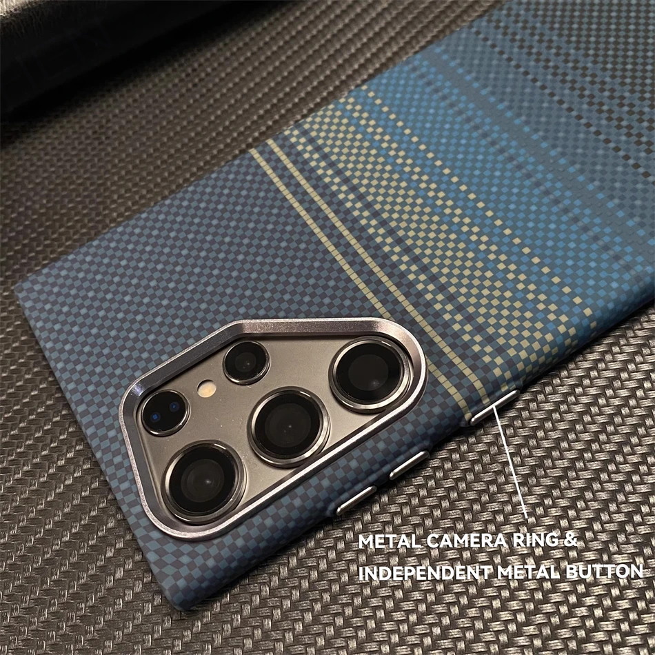 Carbon Fiber Texture Relief Shockproof PC Case with MagSafe Compatibility