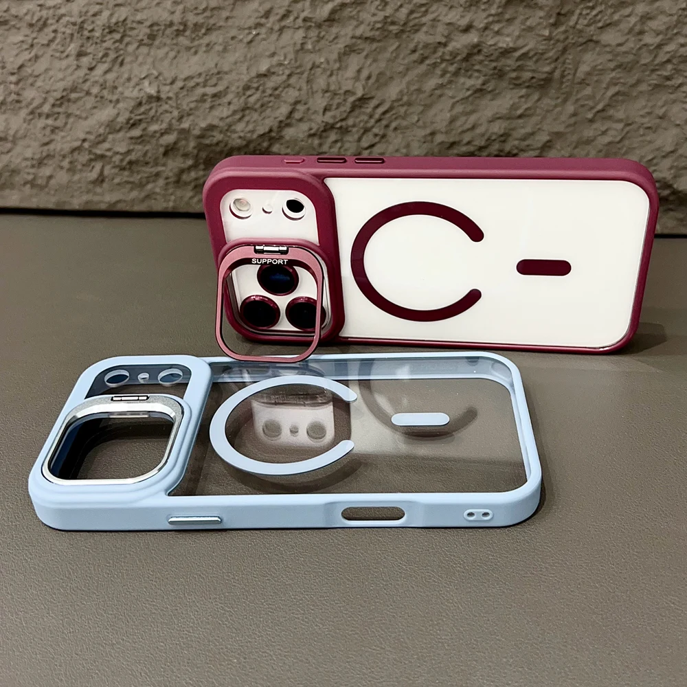 Magnetic Phone Case With Stand And Lens Protection For Iphone_voghion.com