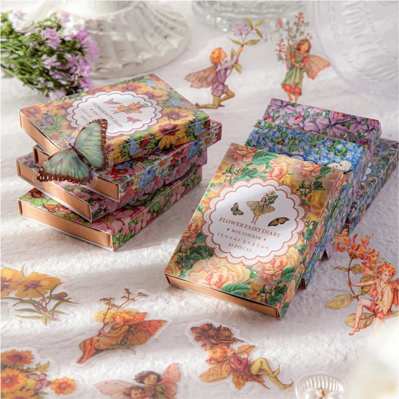 45 pezzi adesivi scrapbook Elf girl fiaba farfalla Retro Flower fairy diary account creativo a mano scrapbook decorativo - immagine 2