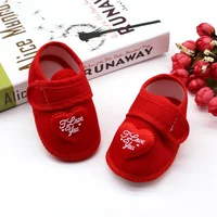 Infant Baby Girls Flats Letter Printing Love Pattern Soft Sole Non-slip Flower Princess Wedding Dress Walking Shoes for Newborn 2