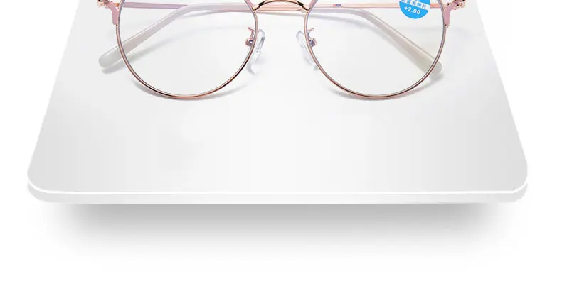 Legierung Klassische Anti-blau Lesebrille Frauen Runde Anti-müdigkeit Presbyopie Brille Blau Licht Computer Grad Gläser – Detail 10