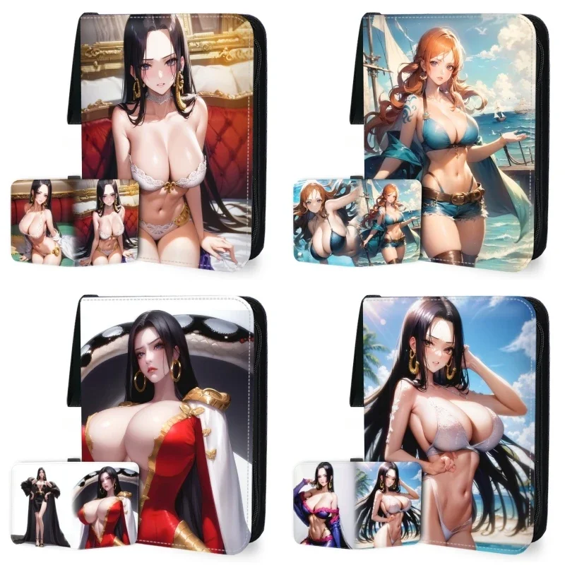 

ONE PIECE Boa Hancock Nami DIY Game Collection Zipper Leather Thickened Storage Book Binder Card Nine Palace Grid Brochure