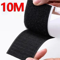 Versatile Reusable Self-Adhesive Hook & Loop Fastener Strips for DIY Crafts - Black & White (Black 10meters)