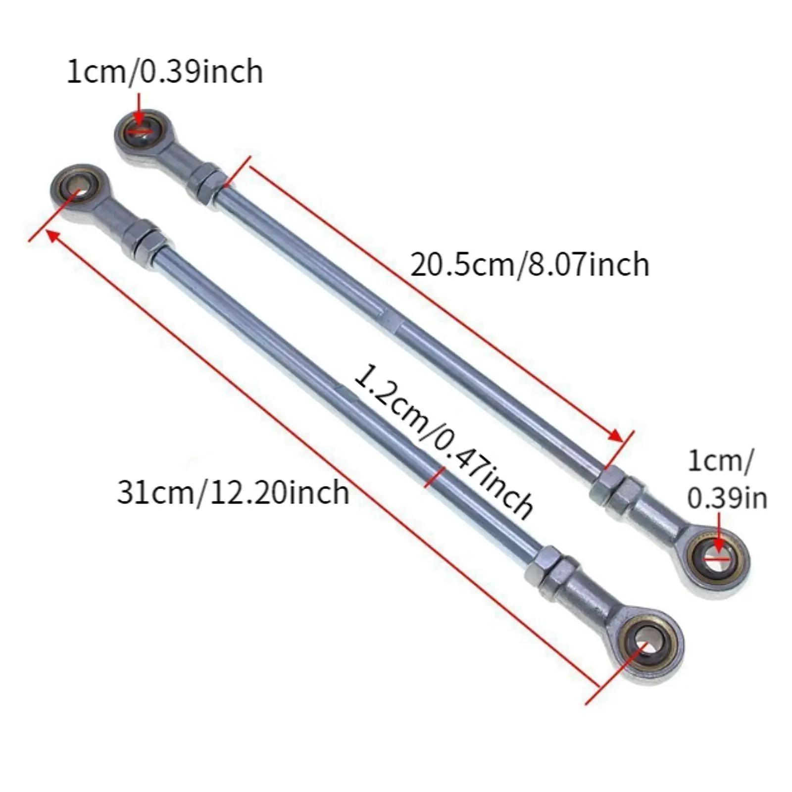 M10 Alloy Steering Tie Rod Ball Joiner Short Pull Rod 310mm Durable Parts for ATV Quad Go Karting Vehicle