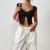 Instagram's new  European and American sexy Spice girls design a thin short T-shirt with a slit under the chest
