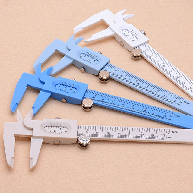 Double Rule Scale Plastic Vernier Caliper Measuring Student Mini Tool Ruler 4