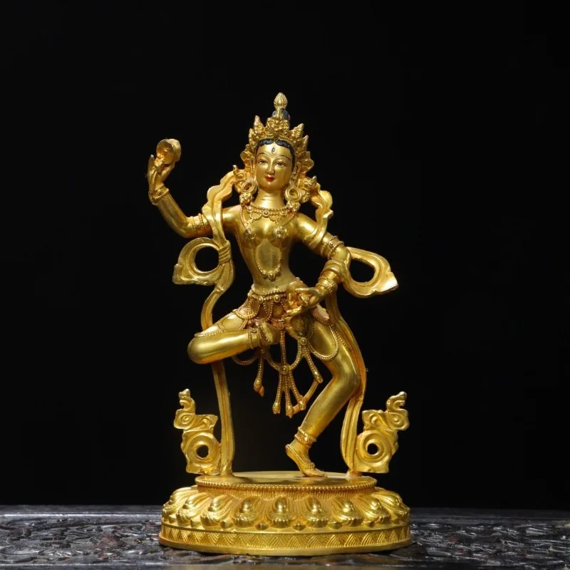 Nepal Gilded Copper Machig Labdron Statue front view