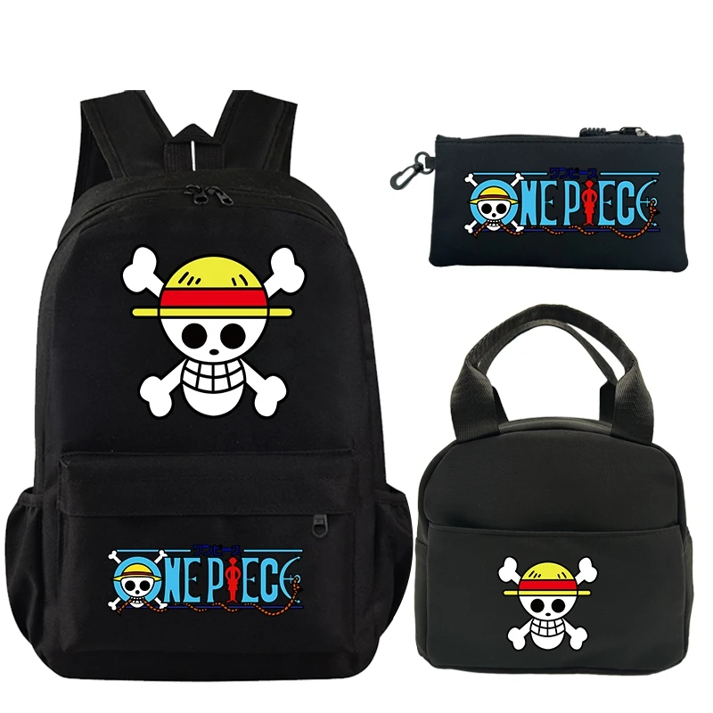 

3Pcs/set Anime One Piece Printed Backpack Bookbag with Lunch Bag Pencil Case Teenager Children Girl Boy Schoolbag Rucksack