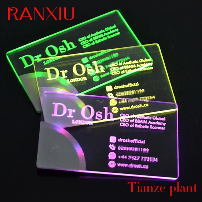 Plain blank acrylic laser company gift give away with colorful lighting up Led business card