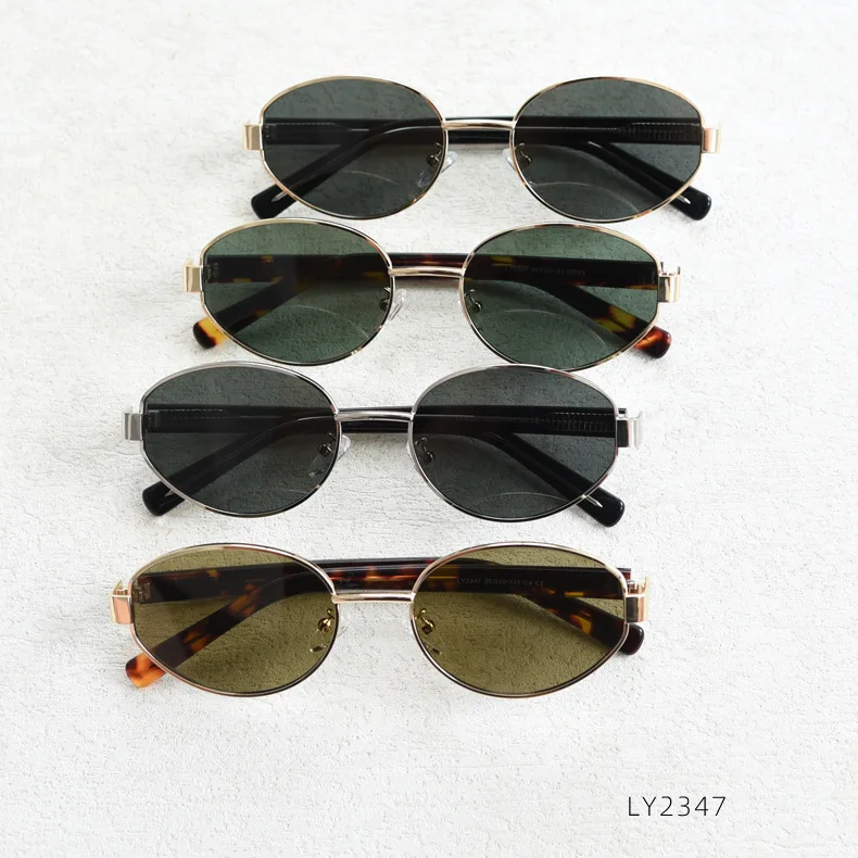 Retro Ovale Sonnenbrille mit Rahmen Personalisierte Modische Outdoor-Brille für Autofahren, Dates und Partys mit Nylon-Gläsern – Detail 14