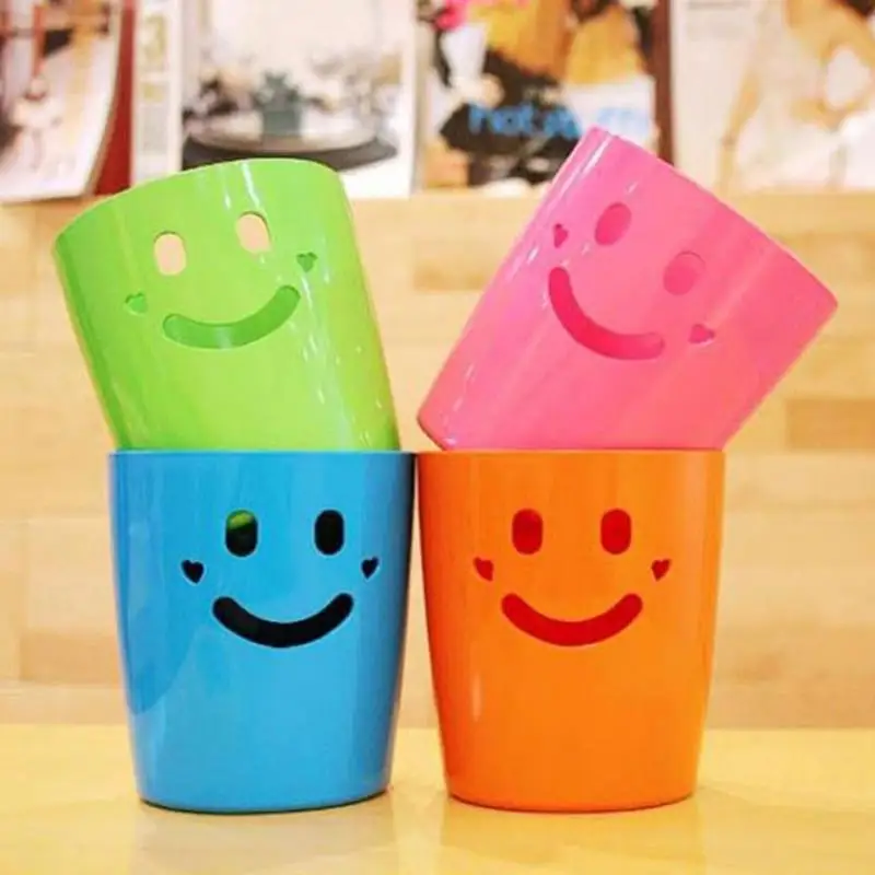 

Smiling Face Trash Can For Desk Mini Desktop Trash Can Portable Countertop Garbage Can Multicolor Smile Face Garbage Bin