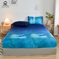 New Printing Fitted Bed Sheet King Queen Mattress Cover Protector Pad Bed Cover Bed Linens with Elastic Room Decor Antibacterial 1