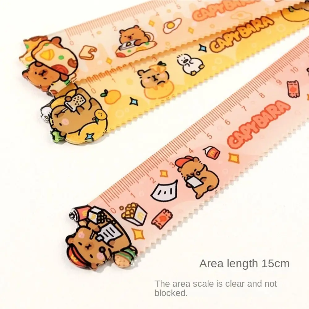 15cm Capybara Ruler School Office Supplies Wavy Lines Drawing Tools Acrylic Cute Cartoon Straight Ruler Standard Measuring Tool stainless steel ruler triangle ruler ruler set drawing ruler straight ruler folding ruler metal ruler plastic ruler quilting ruler rotatable ruler