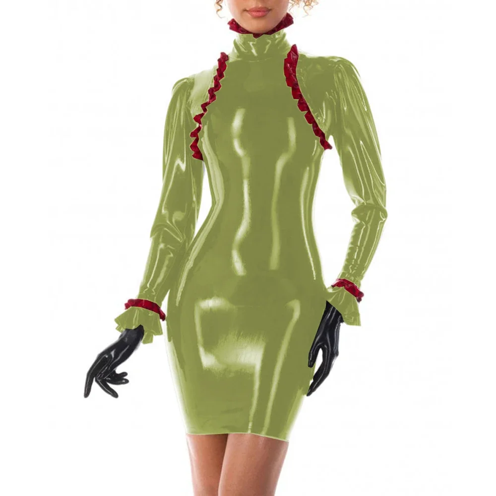 Fashion High Street Shiny Long Sleeve PVC Leather Bodycon Dress for Womens  | eBay