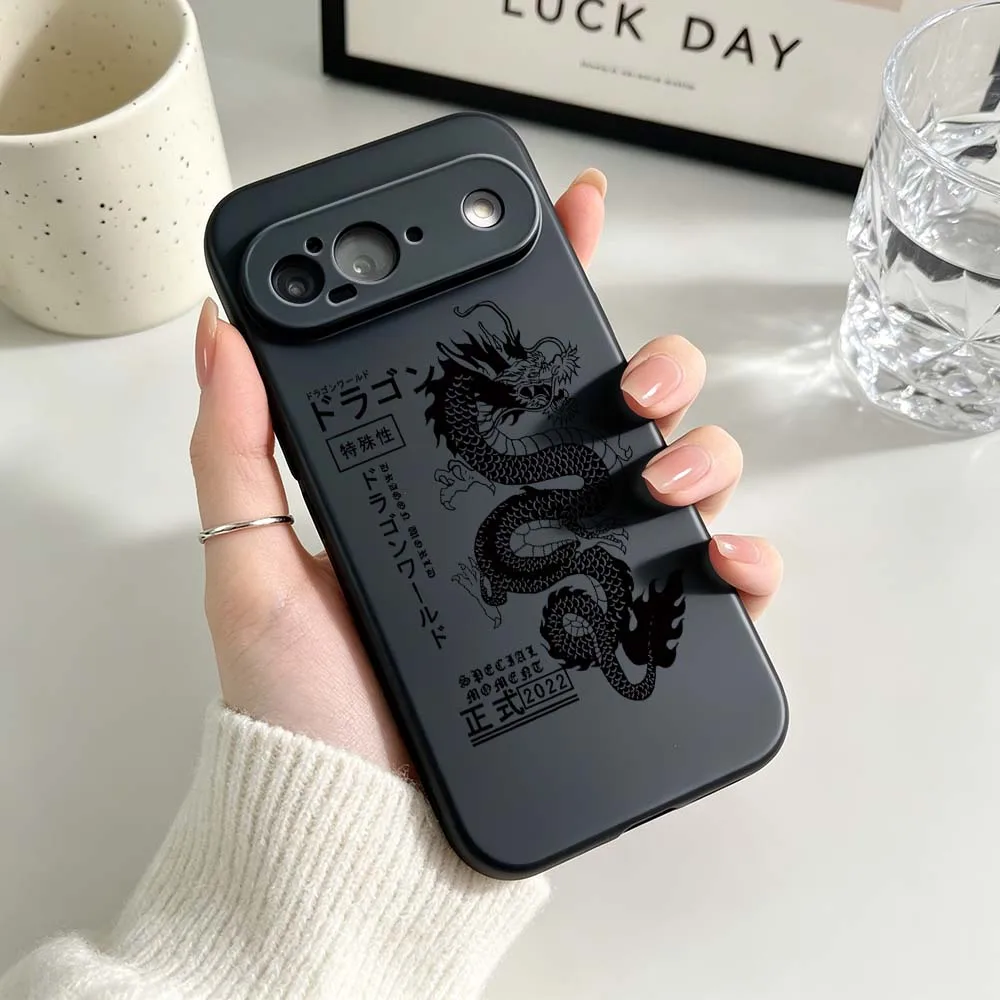 Whimsical Dragon Art Black Silicone Phone Case