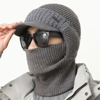 Hot Sale Men Balaclava Hat Full Cover Style Winter Hat Outdoor Windproof Knitted Hat Winter Keep Warm Beanie Cap