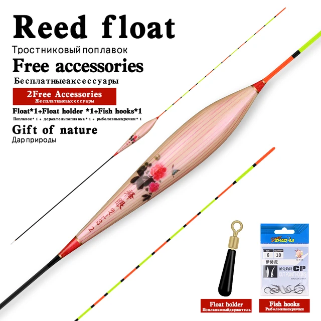 1PC Reed Fishing Float+1 Bag Hooks+1 Float Rest Fresh Water Bobber Hard  Tail Boya Carp Buoy Fishing Tools Tackle Accessories - AliExpress