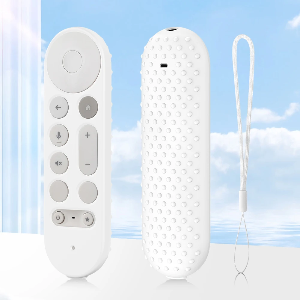 Silicone Remote Case Anti-Slip TV Remote Control Case with Lanyard Protective Cover for Google TV Streamer 4K