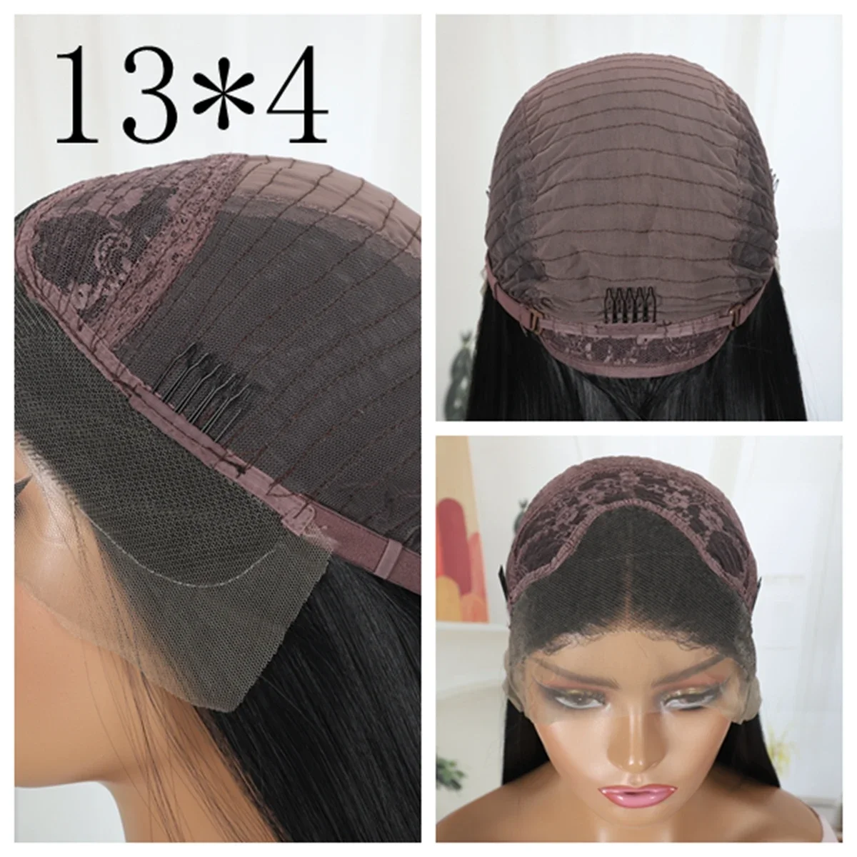 Parrucca Sintetica Frontale in Pizzo 2026, Onda Morbida Nera, 13x4 HD, Senza Colla, con Nodi Sfumati, per Donne Nere, Uso Quotidiano e Feste - immagine 6