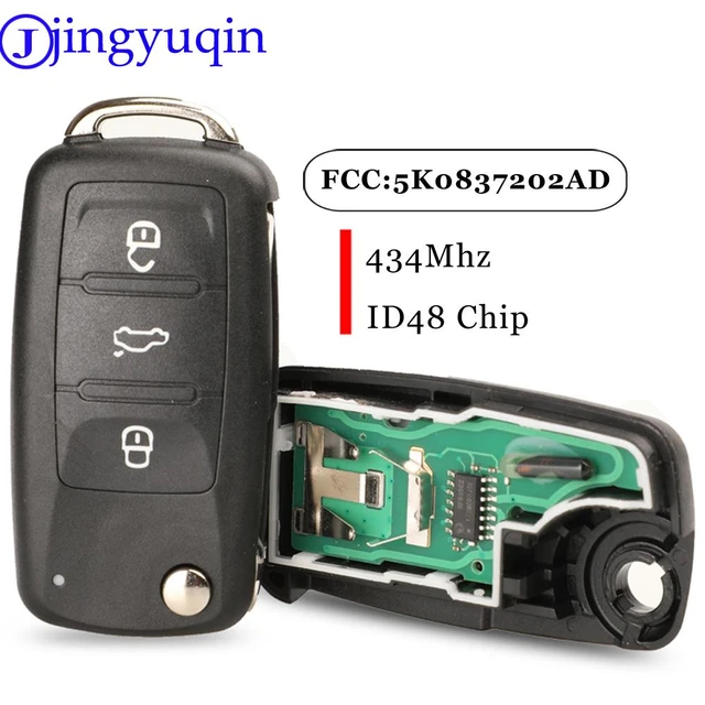 Jingyuqin Remote Key 434MHz ID48 Chip 5K0837202AD/202Q Für VW Golf Tiguan  Polo Passat CC SITZ