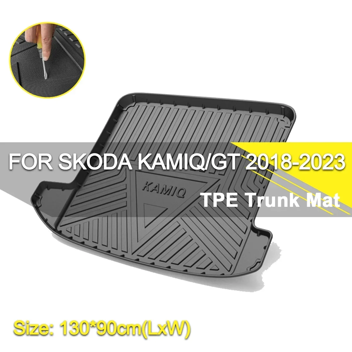 

Car Rear Trunk Cover Mat Waterproof Non-Slip Rubber TPE Cargo Liner Accessories For Skoda KAMIQ/KAMIQ GT 2018-2023