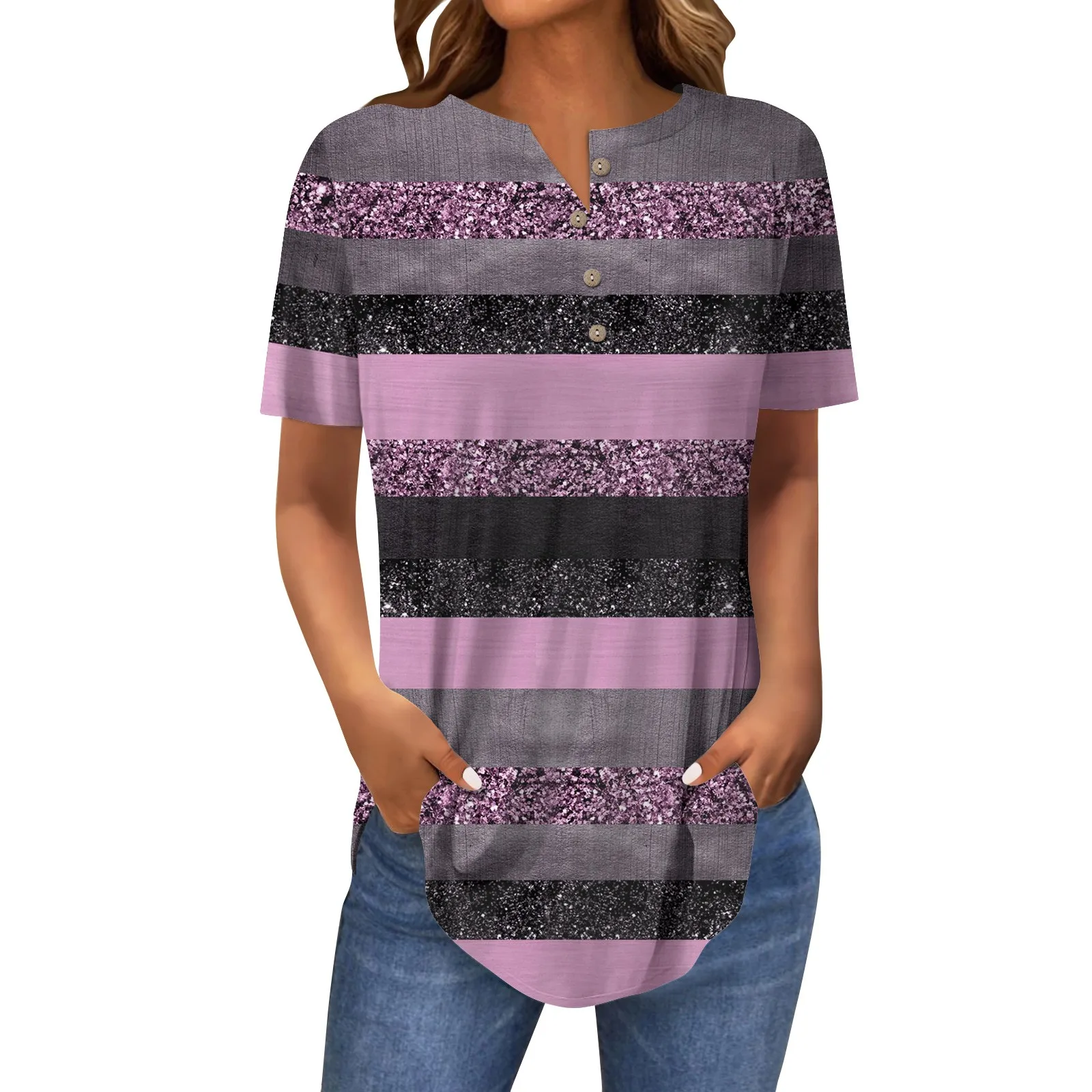 

Женская модная свободная футболка с коротким рукавом и пуговицами на воротнике, топы, пуловер, женская модная блузка 2023, футболка для женщин Y2k