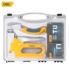 Deli 3 in 1 Nail Gun Set With Staples Remover Manual Adjustment Wood Upholstery Stapler Gun for Carpentry Tools Home DIY 1