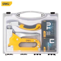 Deli 3 in 1 Nail Gun Set With Staples Remover Manual Adjustment Wood Upholstery Stapler Gun for Carpentry Tools Home DIY 1