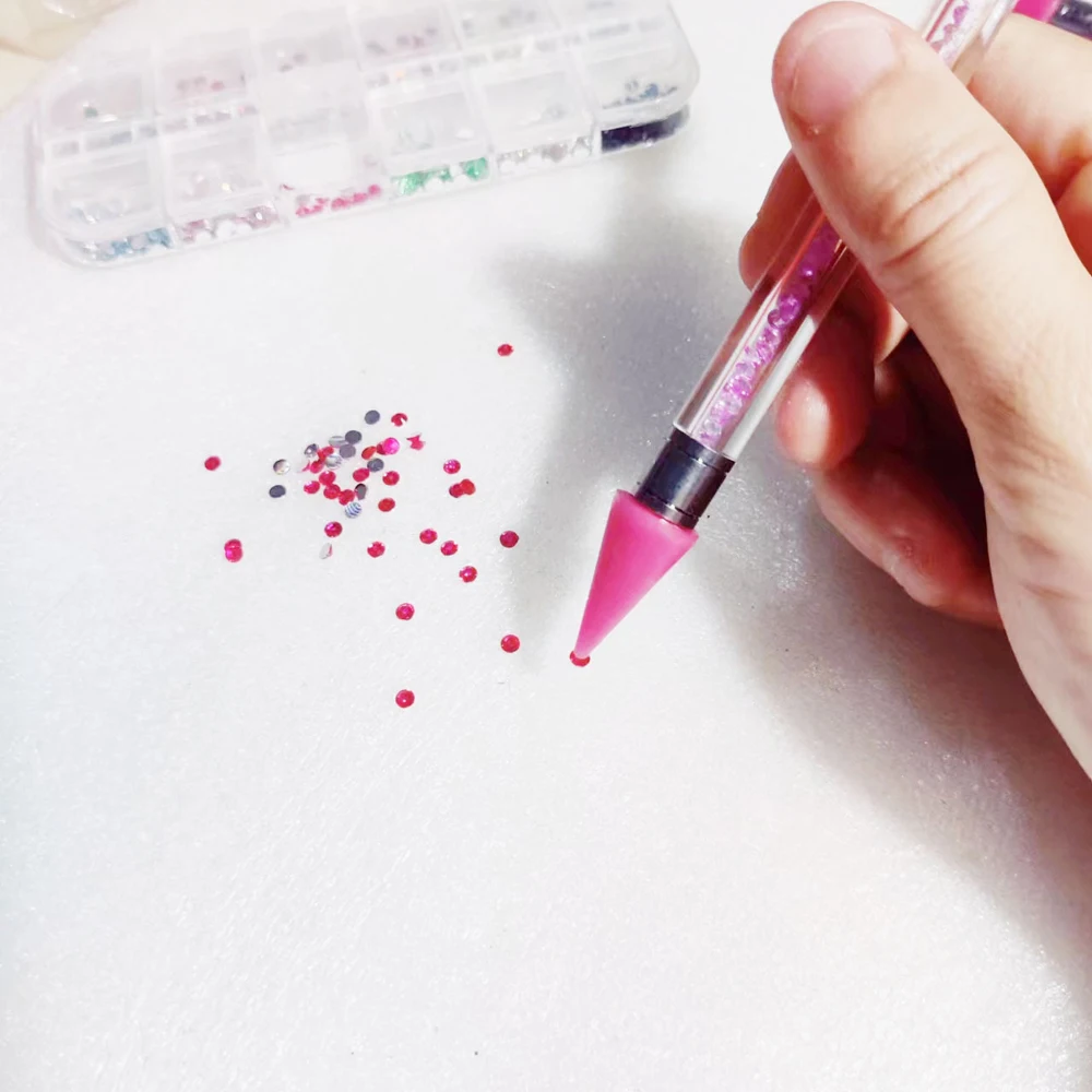 1/5/10Pc White/Pink Nail Dotting Pen Replacement Wax Head Rhinestone/Gem/Charm Picking Up Pen Tips Manicure Crayon Replace Tools 2
