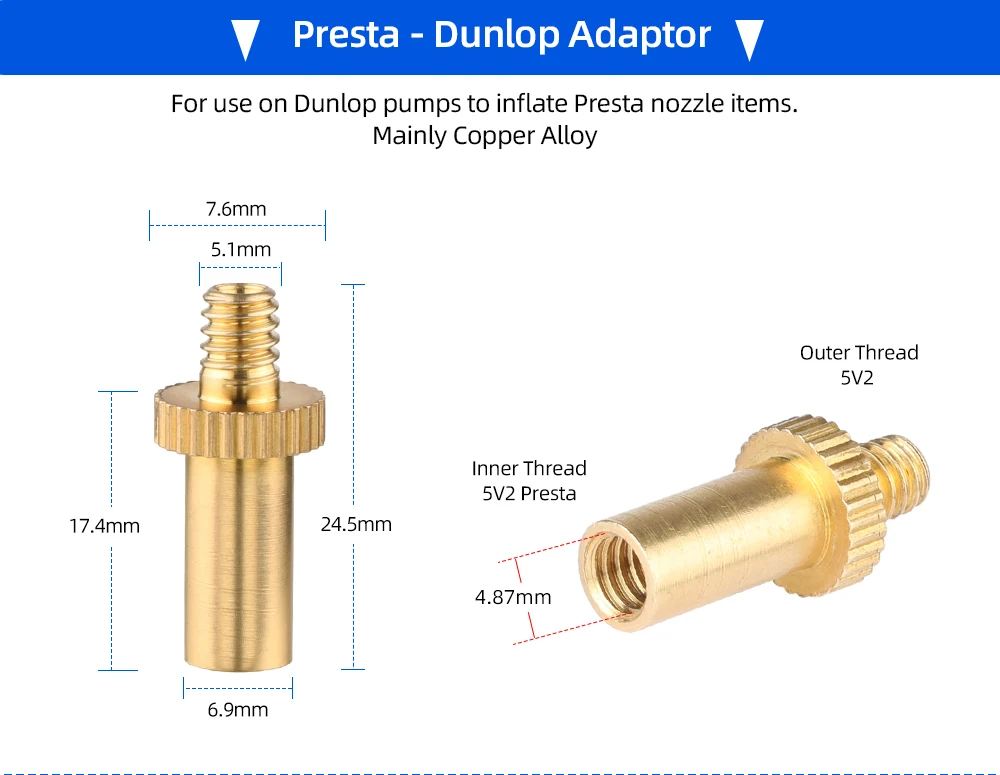 Deemount Multi-Typ Aufpumpadapter FV/AV Fahrrad Presta zu Schrader Dunlop Ventil Elektrische Luftpumpe Nadelpumpe – Detail 5