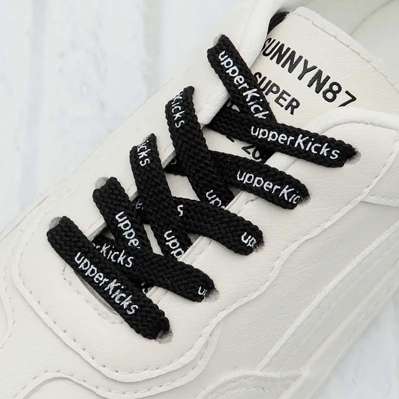 Coolstring 7MM White English Texts Printed Lacet Silk Screen Fashion Tape For Zapatillas Mujer Black Cordones Cheaper Wholesale