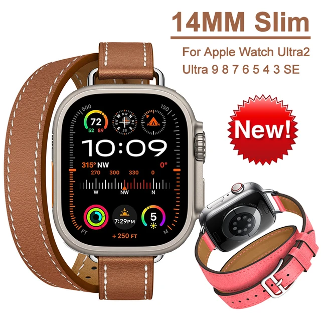 Slim iWatch Leather Band Women Strap for Apple Watch Series 9 8 7 6 5 SE  41/45mm