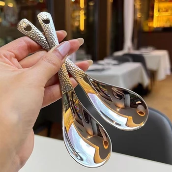 Cucchiaio da minestra in acciaio inossidabile approfondisci cucchiaio di grande capacità posate lucidate a specchio argento zuppa di riso stoviglie da cucina per la casa 1