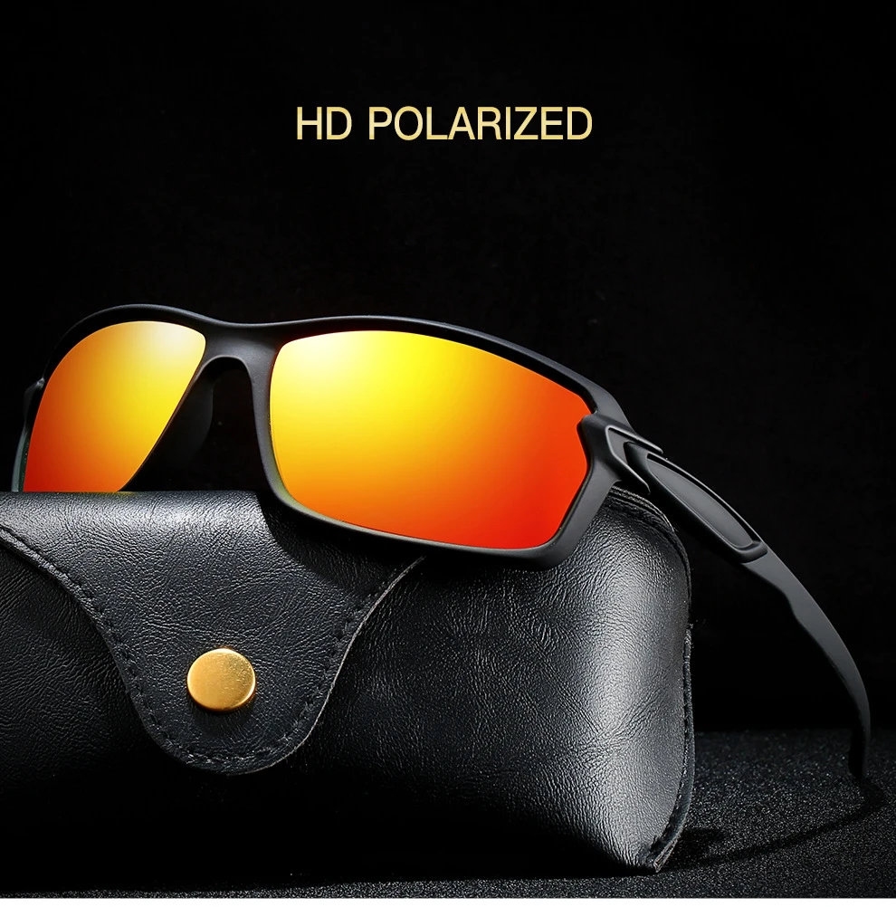 Men's Sports Cycling Polarized Sunglasses Square Frame for Outdoor Fishing Traveling Driving