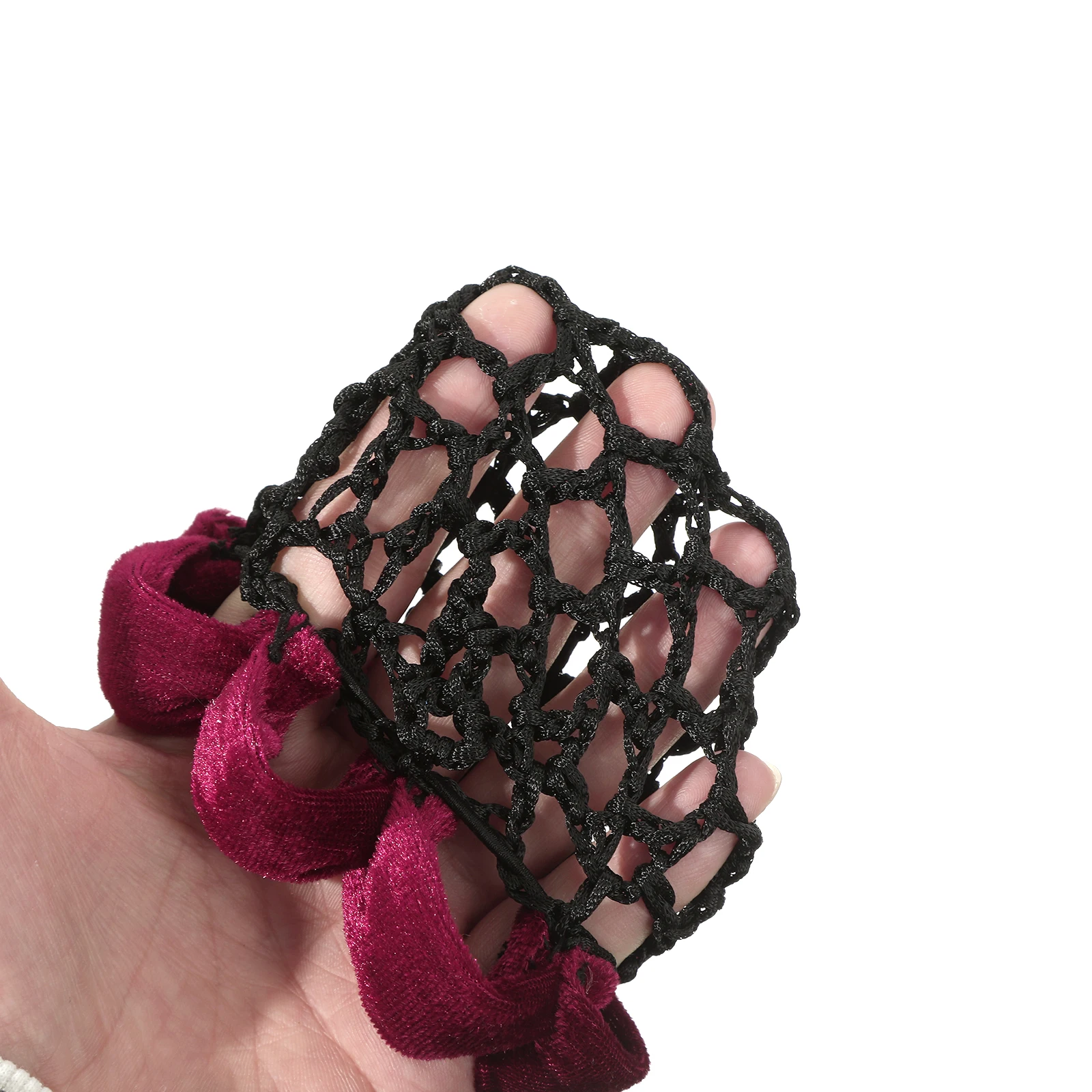 1pc Fashion Hair Net Girl Adjustable Elastic Pleated Lacework Ponytail Holder Mesh Hairband Meatball Head Hair Rope Headwear