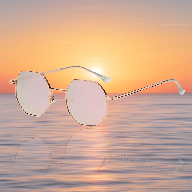 Fashion Retro Metal Sunglasses Classic Polygonal Octagon Glasses