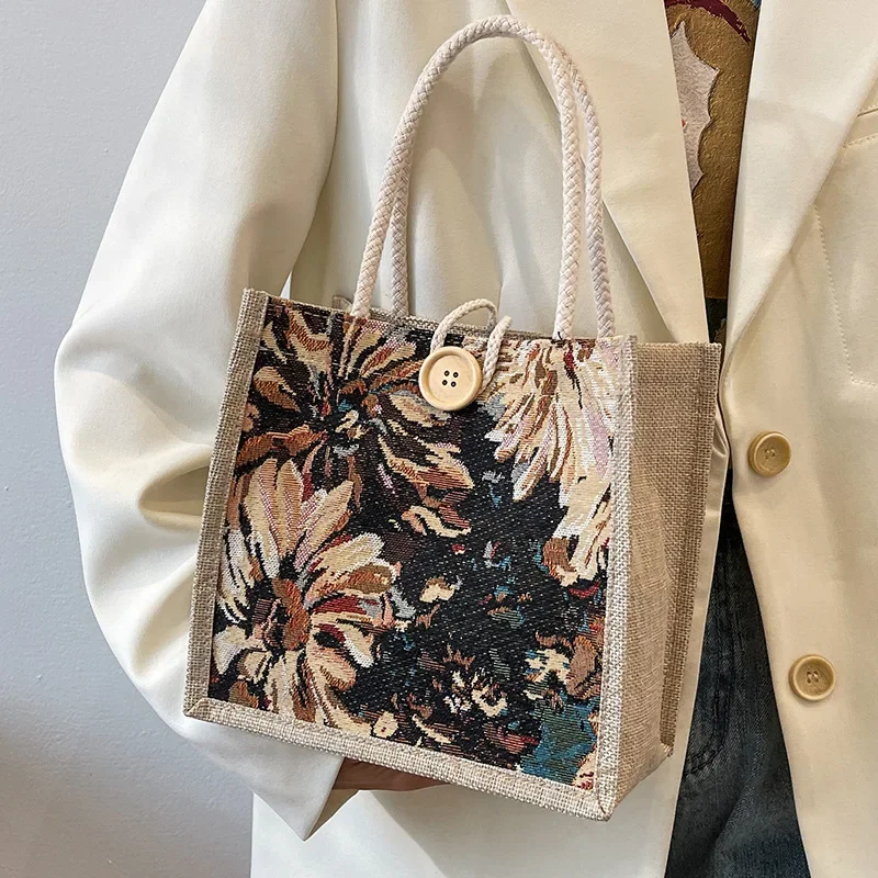 Portable Hand Bag Linen Bag Women 1