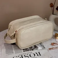 High appearance double zipper make-up bag large-capacity portable travel senior impression make-up brush wash-and-wash bag 2