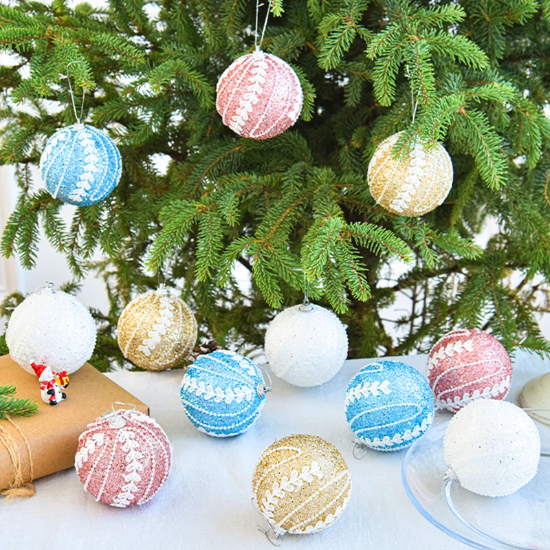 

Christmas Balls Dia 8cm Lace Grid XMAS Pendant Ornament Wholesale Foam Ball Wedding Hanging Ball Decoration DIY Party Supplies