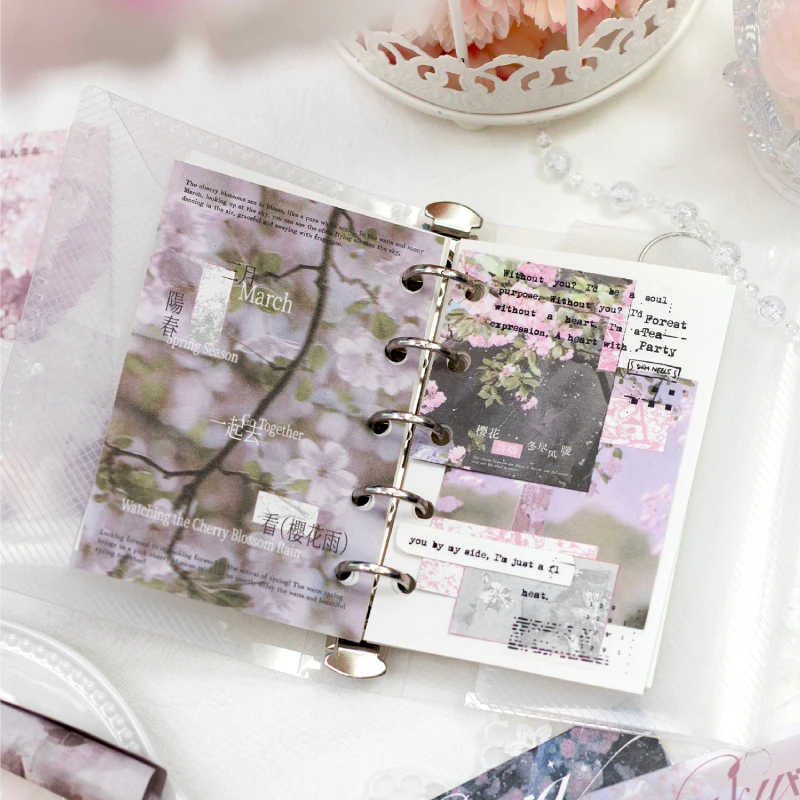 Journal GO 40pcs M5 Sakura Material Paper for Collage Junk Journal Scrapbooking Cherry Flower Diary Planner Floral Paper 6