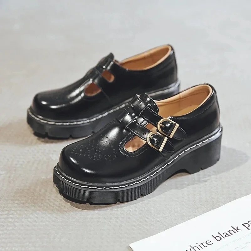 Japanese Literary Retro Lolita Women Pumps Mary Janes Shoes Round Toe Student Girl Platform T-Strap Buckle Bullock Shoes 2