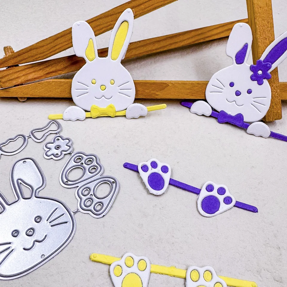 イースターかわいい花バニー金属切削ダイステンプレート