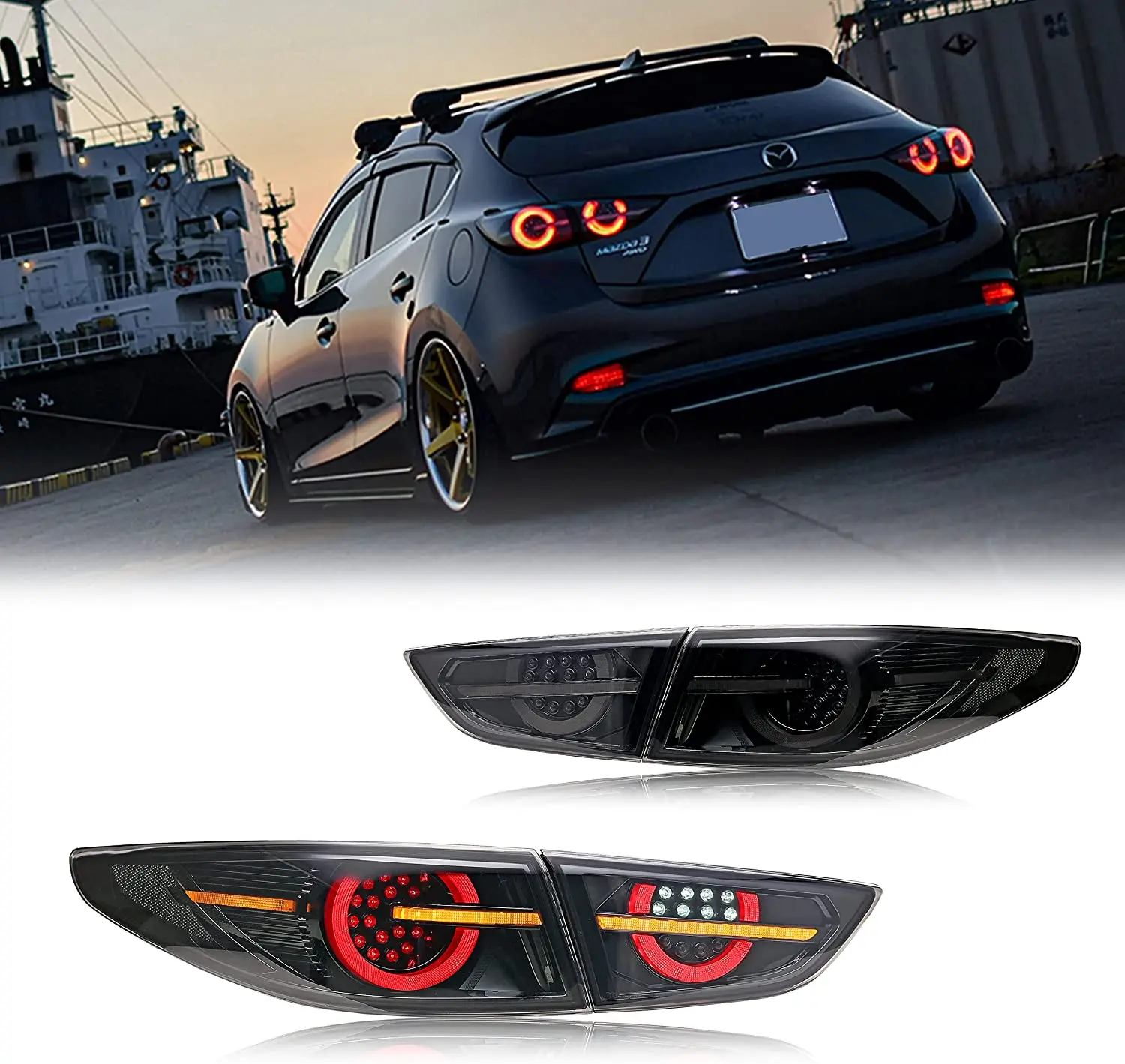 LED Tail Lights for Mazda 3 2019 2020 2021 2022 Sedan Axela Sequential Indicator Start Up Animation Lamps not fit for Hatchback
