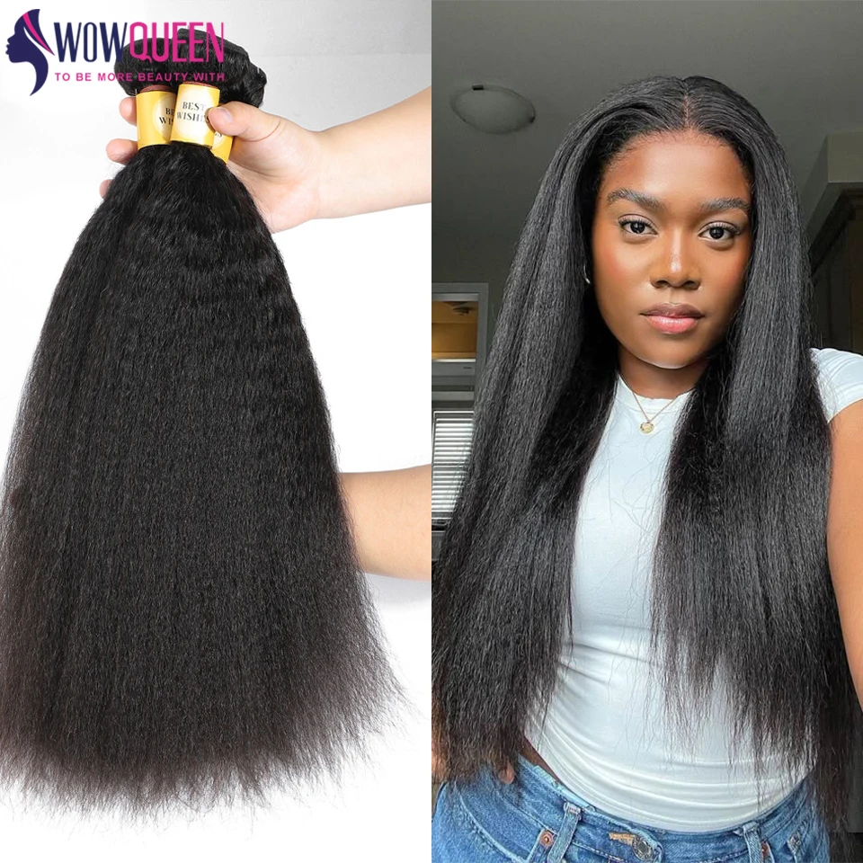 Kinky Straight Hair Weave Human Hair Bundles Raw 100% Human