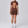 Short Jumpsuit Gym Clothes For Women Sportswear Fitness Overalls Backless Scrunch Booty Yoga Suit Sports Set Outfit
