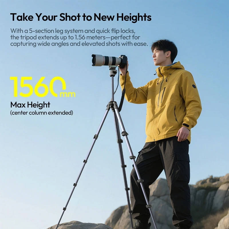 Ulanzi OMBRA II Travel Tripod with Uka Quick-Release 10KG Load 360° Rotation Ballhead for Photography Camera Smartphone Outdoor